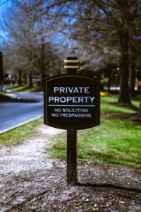 Black And White Private Property Signage photo