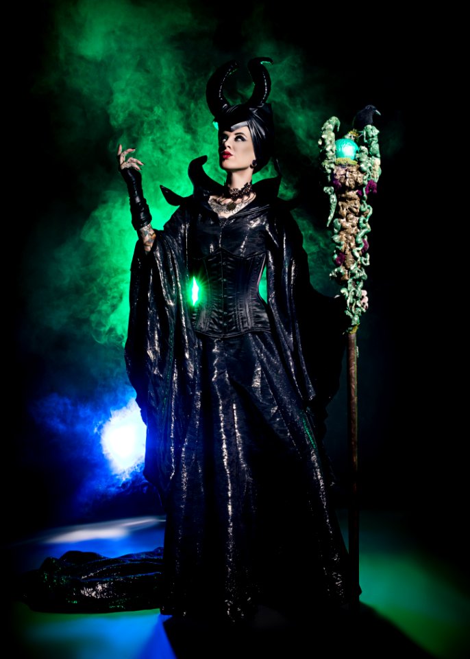 Woman Wearing Maleficent Costume