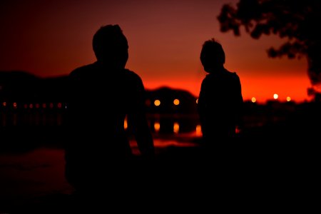 Silhouette Of Two People photo