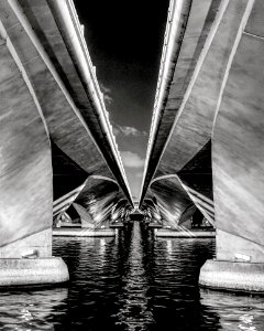 Grayscale Photo Of Esplanade Bridge photo