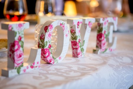 White And Pink Floral Freestanding Letter Decor