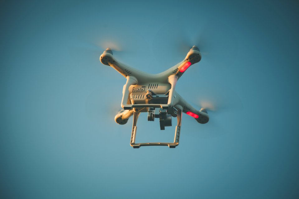 Worms Eyeview Photo Of White Quadcopter