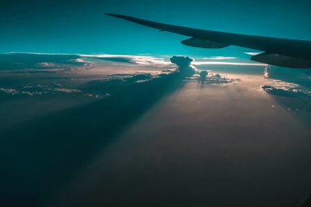 Airplane Wing On Mid Air