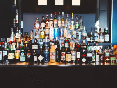 Liquor Bottles On Shelf