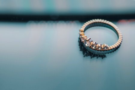 Gold-colored Diamond Engagement Ring photo