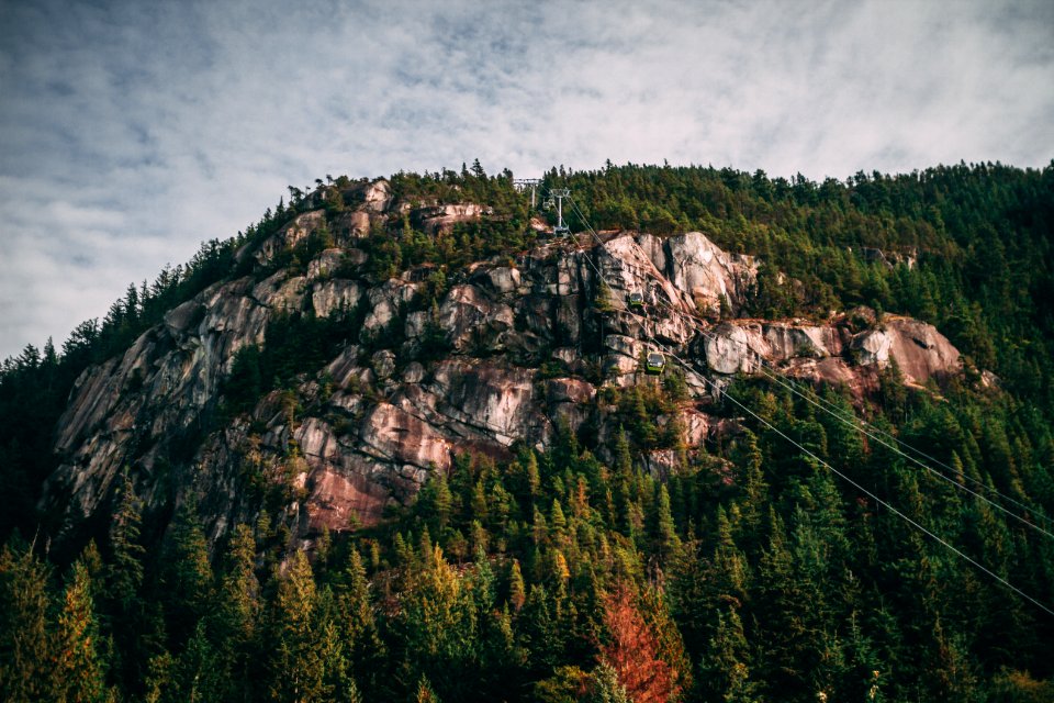 Aerial Photo Of Cable Car On Mountain