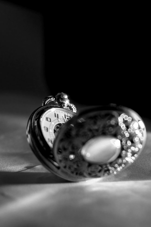 Grayscale Photo Of Pocket Watch
