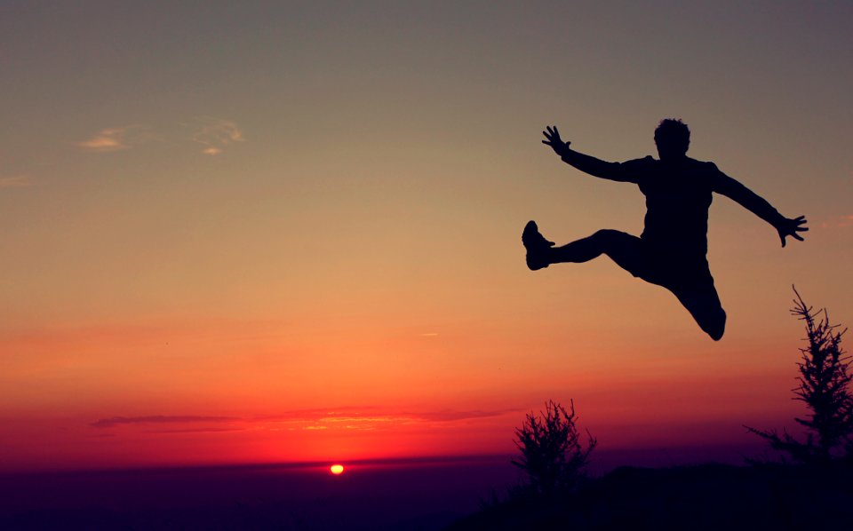 Silhouette Of A Jumping Man