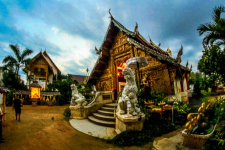 Temple With Two Statues On Entrance