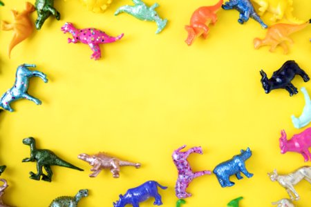 Assorted Coloured Plastic Dinosaur Toys photo