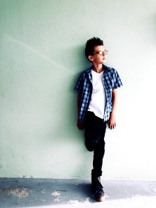Boy In White V-neck Shirt