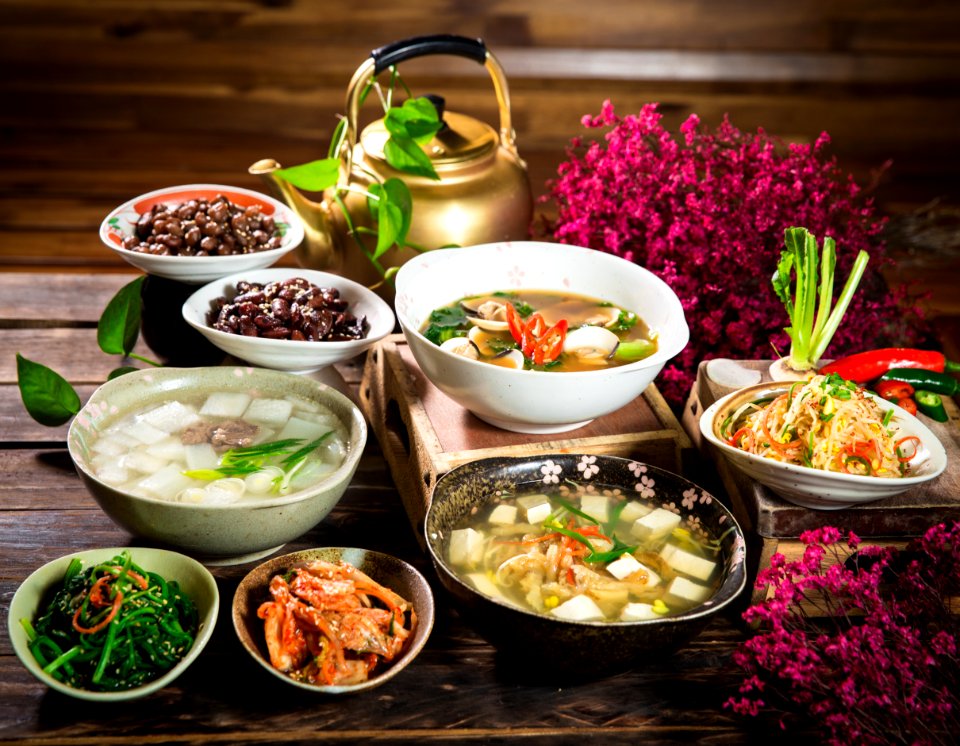 Assorted Cooked Food With Side Dishes
