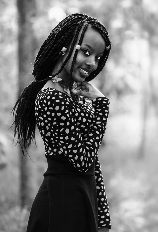 Grayscale Photo Of Smiling Woman photo