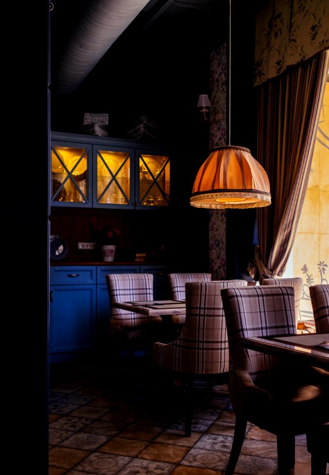 Photo Of Room With Orange Pendant Lamp