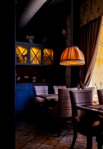 Photo Of Room With Orange Pendant Lamp