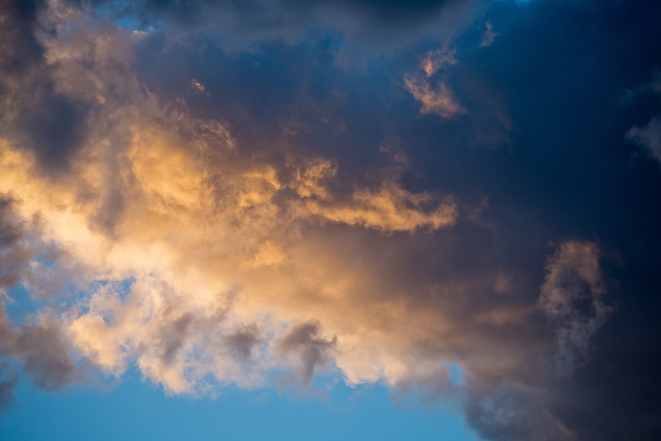 Storm cloudscape blue sunset