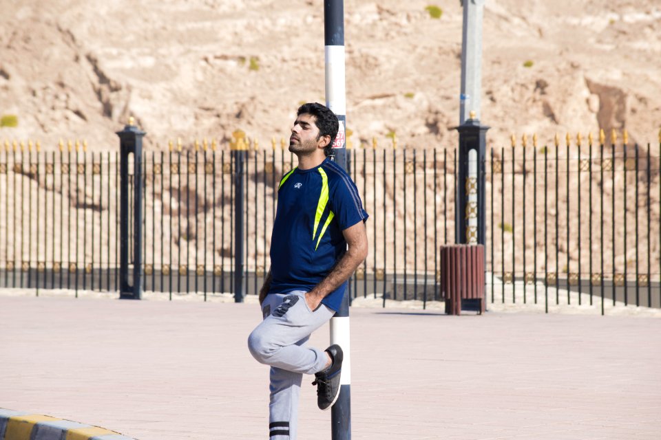 Man In Blue Crew-neck Shirt