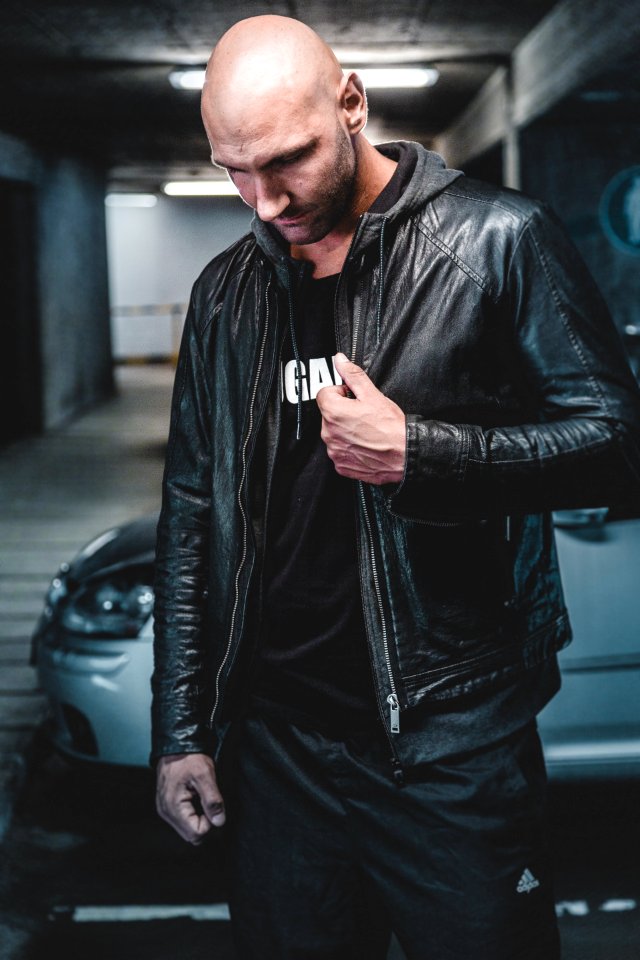 Man Wearing Black Leather Jacket photo