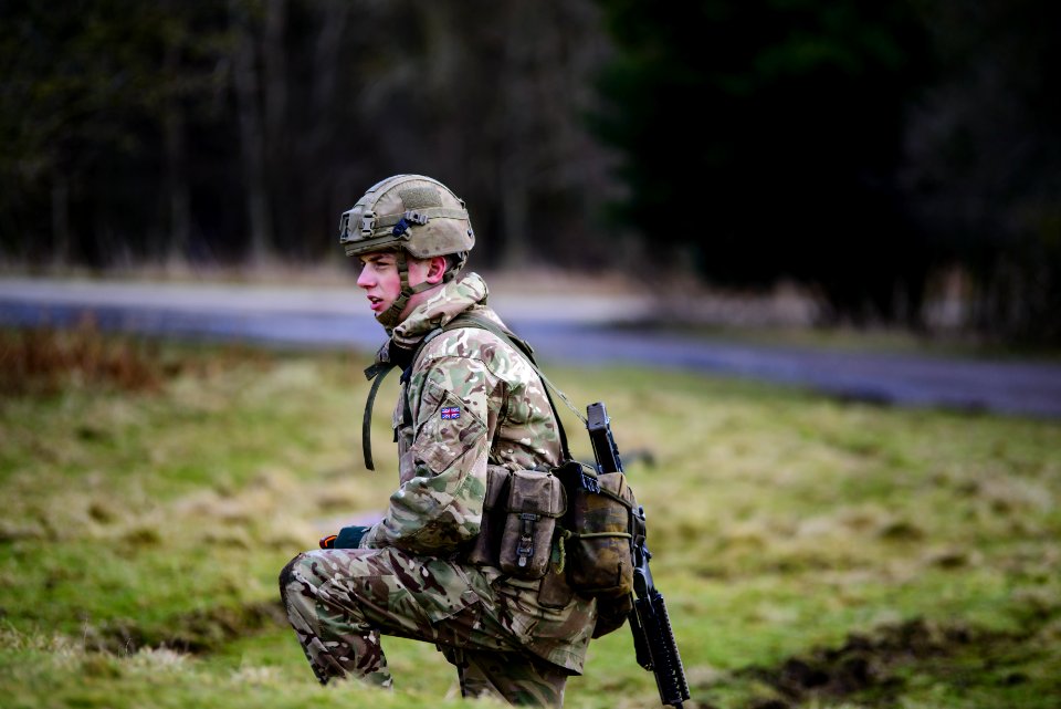 Soldier In Green And Brown Camouflage Uniform On Grass Field