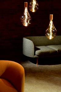 Three Edison Light Bulbs Beside The Sofa photo