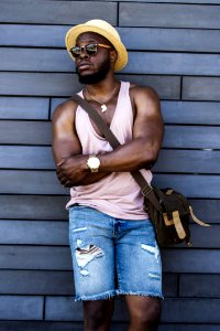 Man Wearing Pink Tank Top photo