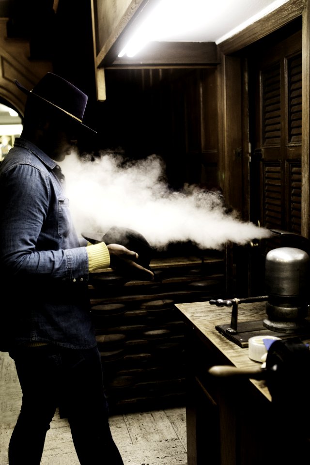 Man Standing With Steam Blowing Out