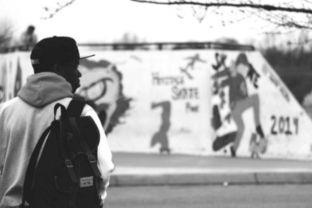 Man With Black Backpack photo