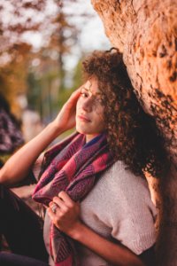 Woman Wearing Gray Knitted Shirt photo