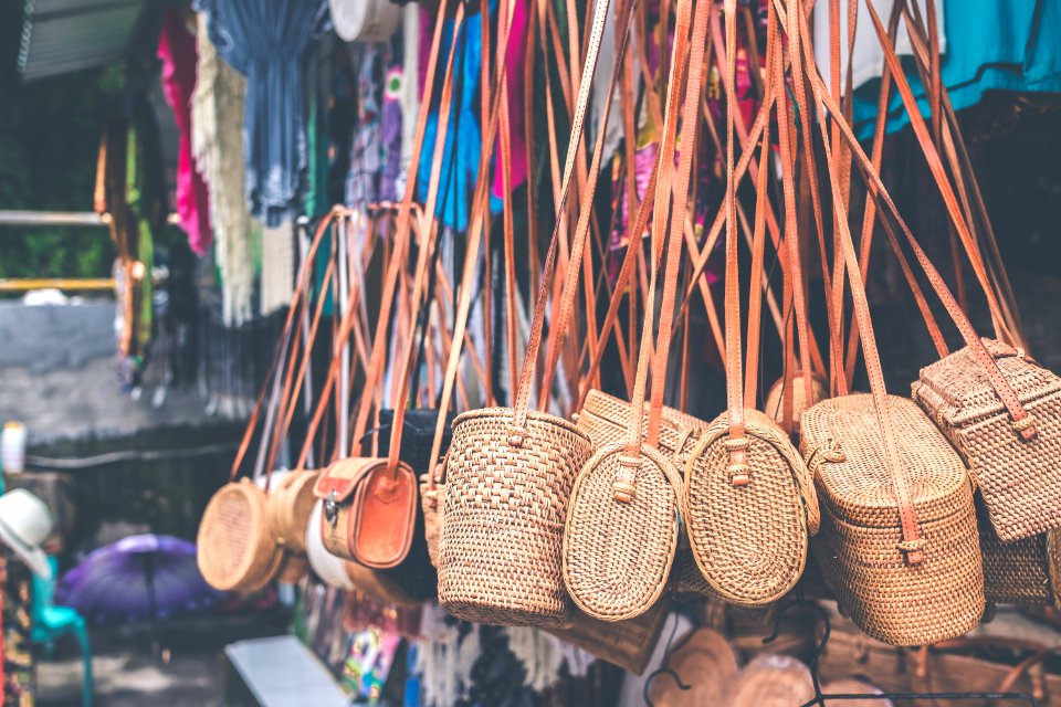 Brown Wicker Shoulder Bag