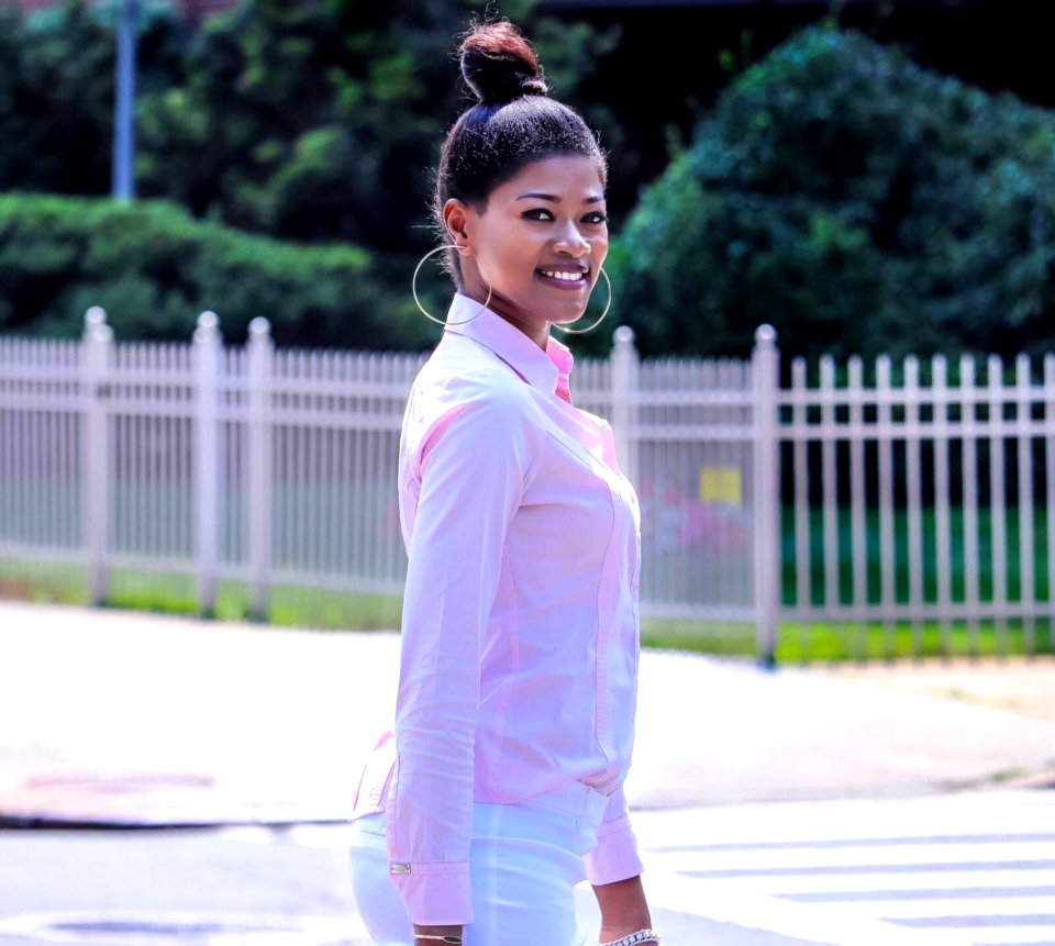 Woman In Pink Long-sleeved Blouse
