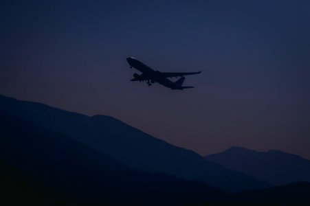 Silhouette Of Airplane During Evening photo