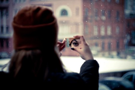Woman Wearing Brown Knit Cap
