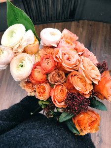 White And Orange Roses Bouquet photo