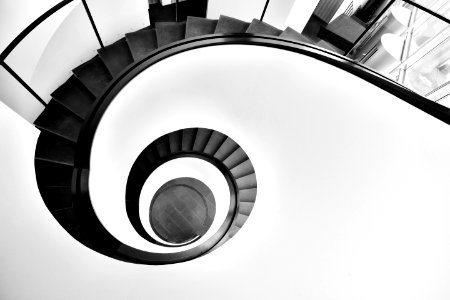Aerial Photo Of Black Spiral Staircase photo