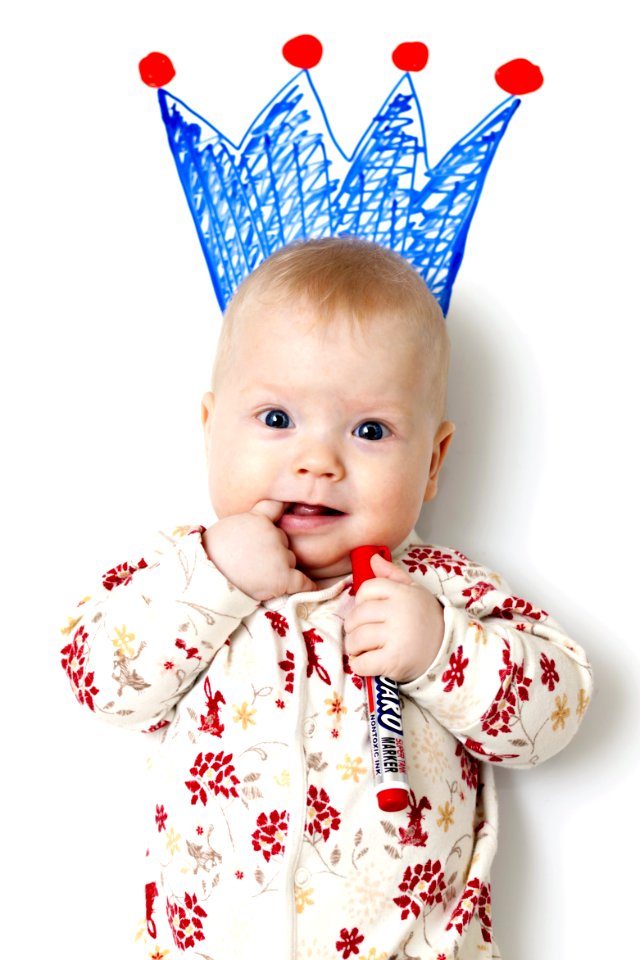 Baby In White And Red Floral Pajama