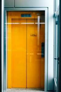 Closed Yellow Elevator Door photo