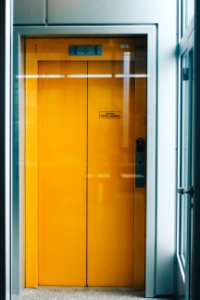 Closed Yellow Elevator Door