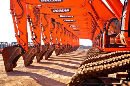 Orange Construction Equipment Vehicle Crane