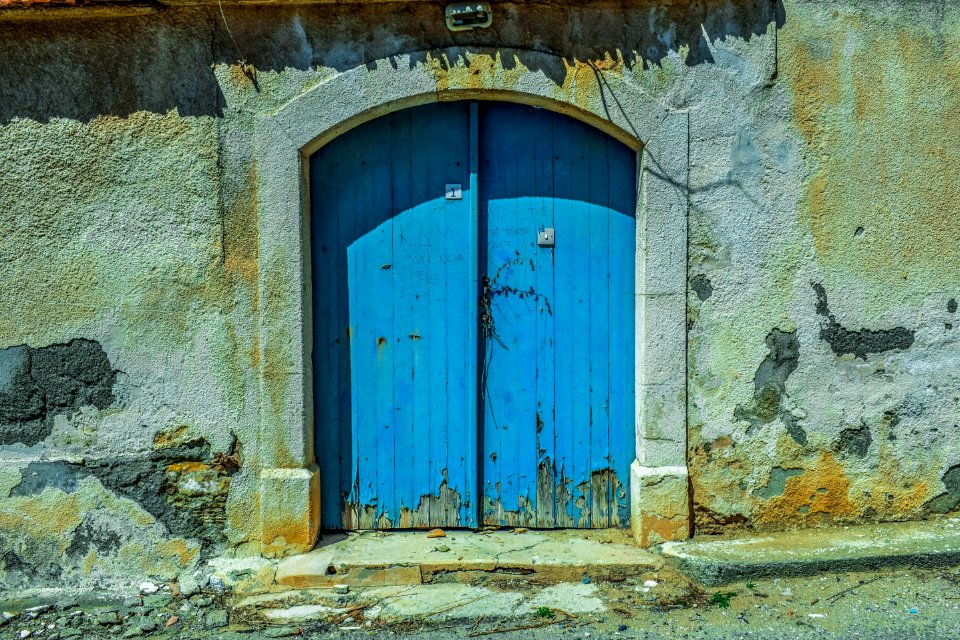 Blue Wall Door Facade