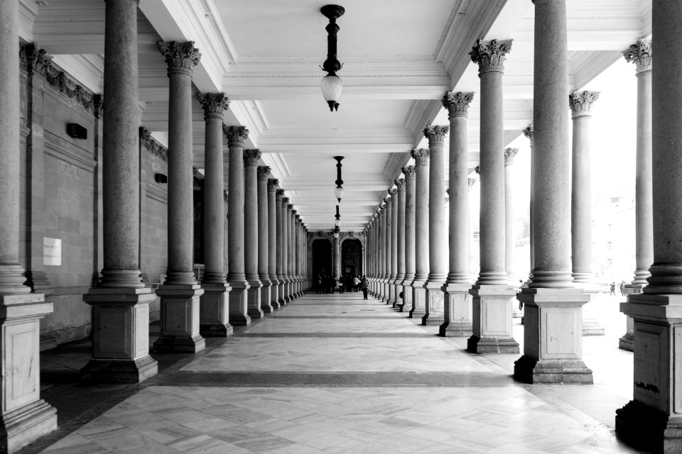 Column White Black And White Structure