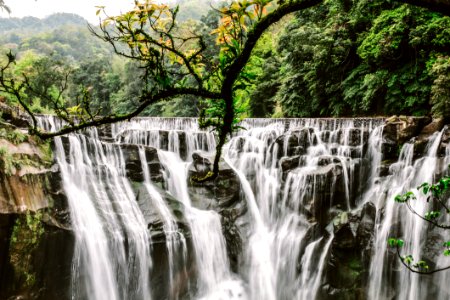 Cluster Waterfalls Surrounded With Trees photo