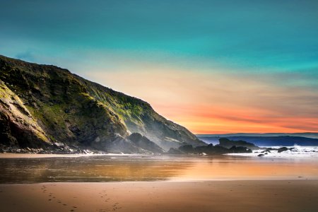 Scenic View Of Beach During Dawn photo