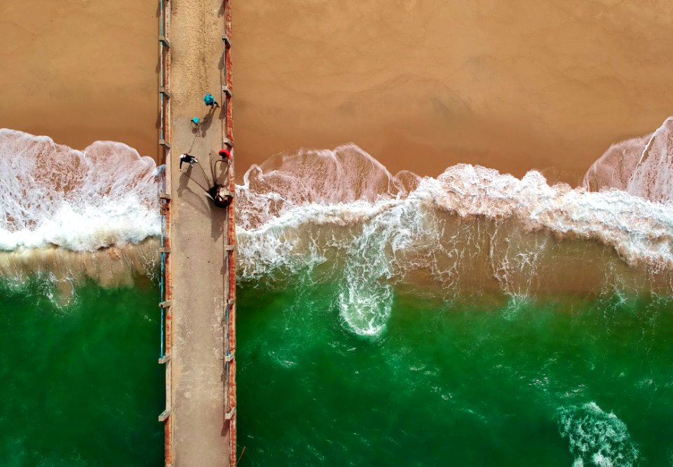 Birds Eye View Of People On Boardwalk