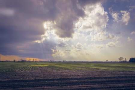 Photo Of Green Field Under Cloudy Sky photo