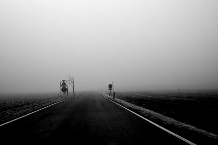 Grayscale Photography Of Road photo