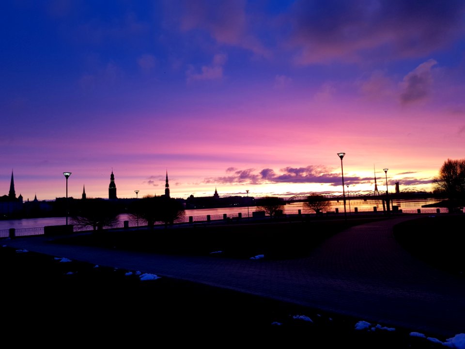 Silhouette Photo Of Street Post Lamps
