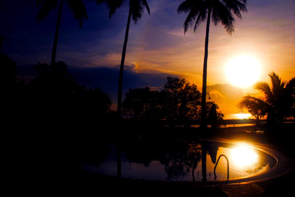 Landscape Photography Of Swimming Pool During Golden Hour