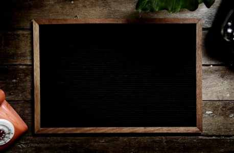 Black Chalkboard With Brown Wooden Frame