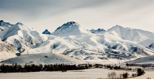 Scenic View Of The Mountains During Winter photo