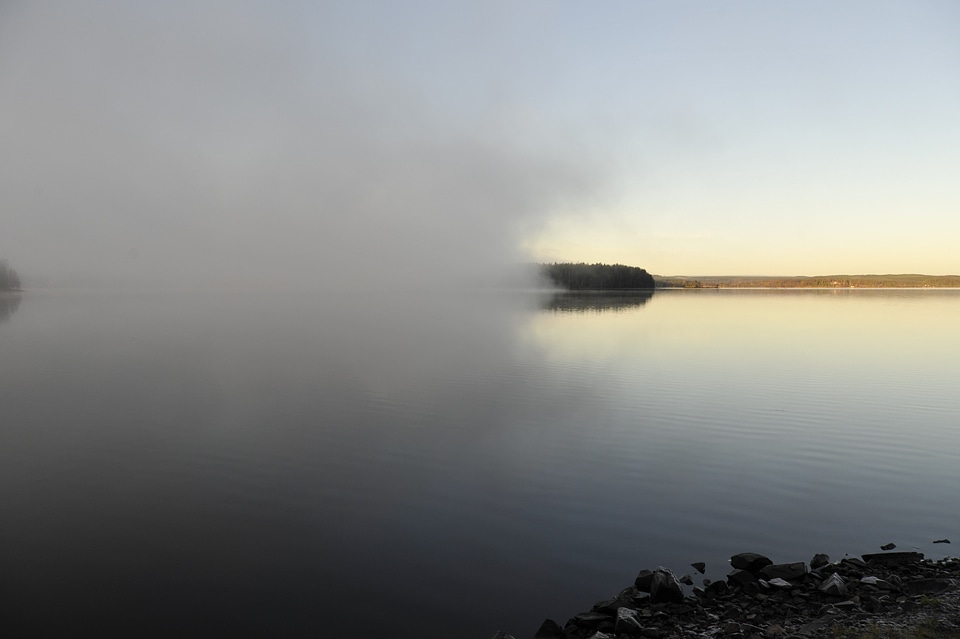 Morning mist lake sky